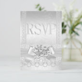 RSVP Wedding White Silver Pearl Lace Damask (Staand voorkant)