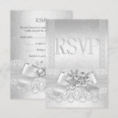 RSVP Wedding White Silver Pearl Lace Damask (Voorkant / Achterkant)