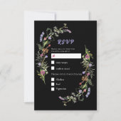 RSVP Wedding Wildflowers Floral Ditsy Dark Kaart (Voorkant)