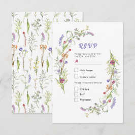 RSVP Wedding Wildflowers Floral Ditsy Kaart