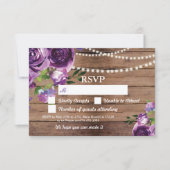 RSVP Wedding Wood Kaarten Paars Flowers nodigt uit (Voorkant)
