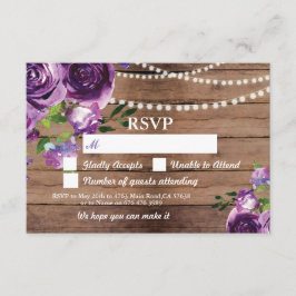 RSVP Wedding Wood Kaarten Paars Flowers nodigt uit