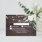 RSVP Wedding Wood Kaarten Rustic Flowers nodigt ui (Staand voorkant)