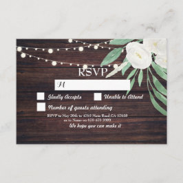 RSVP Wedding Wood Kaarten Rustic Flowers nodigt ui