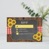 RSVP Wedding Wood Rustic Red Check Sunflower (Staand voorkant)
