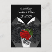 RSVP Wedding Zwart Wit Tuxedo Diep ROOD Rose (Voorkant)