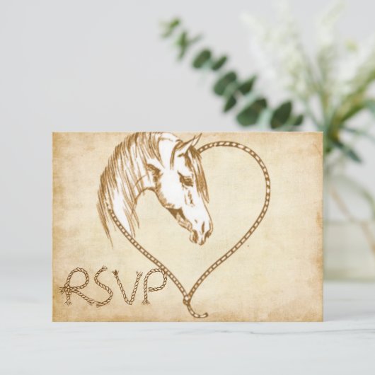 RSVP Western Land Paarden Bruiloft (Staand voorkant)