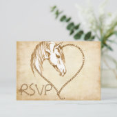RSVP Western Land Paarden Bruiloft Kaartje (Staand voorkant)