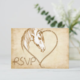 RSVP Western Land Paarden Bruiloft Kaartje