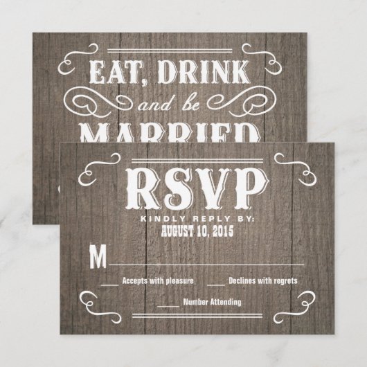 RSVP Westerne Wood Weddenschapskaarten (Voorkant / Achterkant)