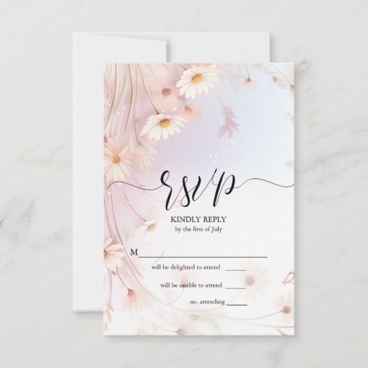 RSVP Whimsical Blush Roze Daisies (Voorkant)