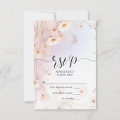 RSVP Whimsical Blush Roze Daisies Kaartje (Voorkant)