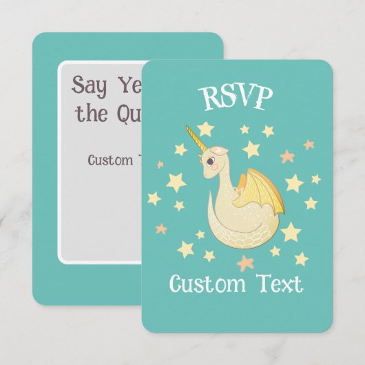 RSVP Whimsical Magical Dragon Kaartje (Voorkant / Achterkant)
