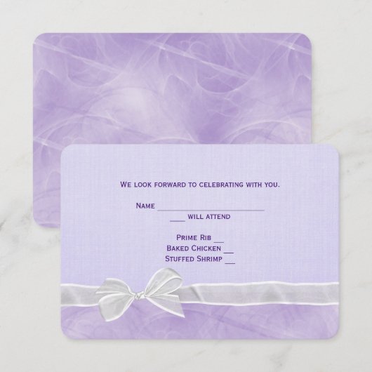 RSVP White Bow Wedding Kaart (Voorkant / Achterkant)