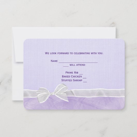 RSVP White Bow Wedding Kaart (Voorkant)
