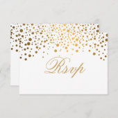 RSVP White & Confetti Gold Dot Wedding Kaart (Voorkant / Achterkant)