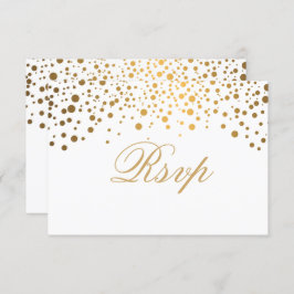 RSVP White & Confetti Gold Dot Wedding Kaart