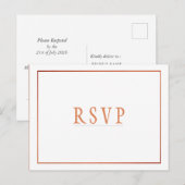 RSVP White Copper Oranje Simple Wedding Uitnodiging Briefkaart (Voorkant / Achterkant)