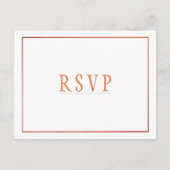 RSVP White Copper Oranje Simple Wedding Uitnodiging Briefkaart (Voorkant)