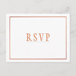 RSVP White Copper Oranje Simple Wedding Uitnodiging Briefkaart