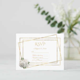 RSVP White en Gold met witte rozen Briefkaart