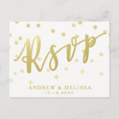 RSVP | White & Faux Gold Script-Briefkaart Uitnodiging Briefkaart (Voorkant)
