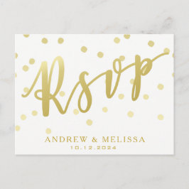 RSVP | White & Faux Gold Script-Briefkaart Uitnodiging Briefkaart