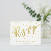 RSVP | White & Faux Gold Script-Briefkaart Uitnodiging Briefkaart (Staand voorkant)