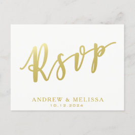 RSVP | White & Faux Gold Script-Briefkaart Uitnodiging Briefkaart
