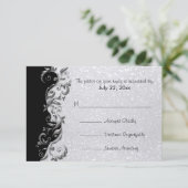 RSVP White Glitter, Black & Silver Floral Wedding (Staand voorkant)