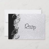 RSVP White Glitter, Black & Silver Floral Wedding (Achterkant)