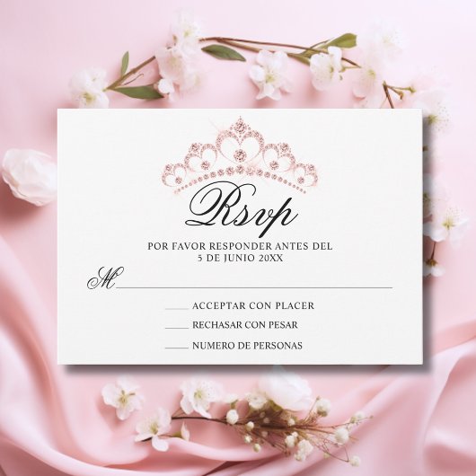 RSVP White Pink Spain Quinceañera Quince