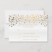 RSVP White Satin & Confetti Gold Dot Weddenschap (Voorkant)