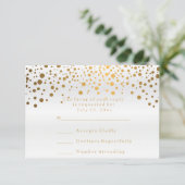 RSVP White Satin & Confetti Gold Dot Weddenschap (Staand voorkant)
