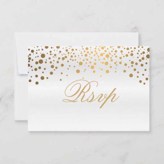 RSVP White Satin & Confetti Gold Dot Weddenschap (Achterkant)