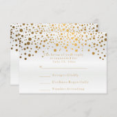 RSVP White Satin & Confetti Gold Dot Weddenschap (Voorkant / Achterkant)