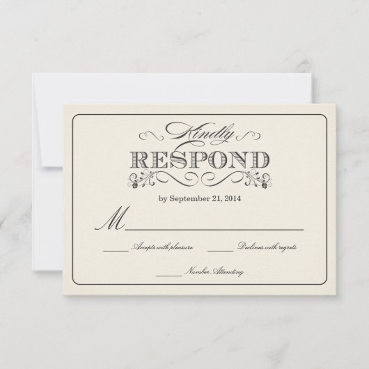 RSVP  Wide Wedding Reply Cards WT313 Kaartje (Voorkant)