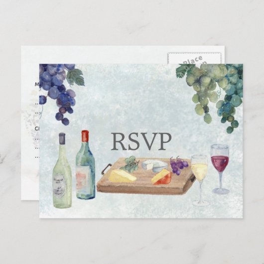 RSVP Wijn Tasting Weddenschap Briefkaart (Voorkant / Achterkant)