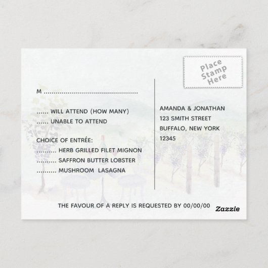 RSVP Wijn Tasting Weddenschap Briefkaart (Achterkant)