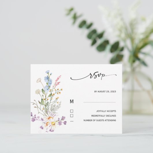 Rsvp Wildflower Boho Kaart (Staand voorkant)