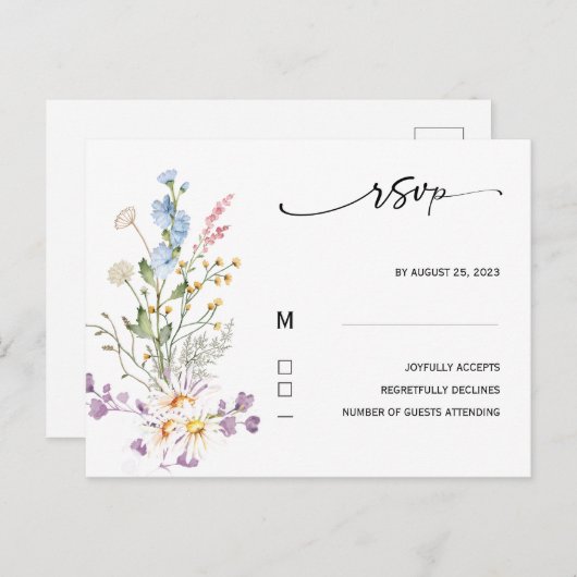 Rsvp Wildflower Boho Kaart (Voorkant / Achterkant)