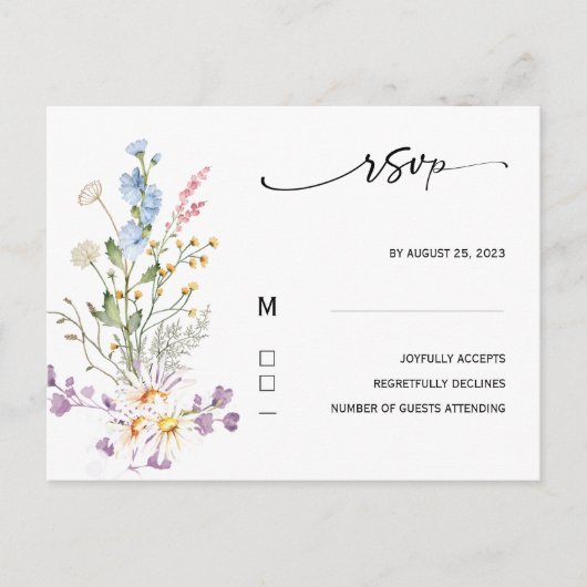 Rsvp Wildflower Boho Kaart (Voorkant)