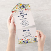 RSVP Wildflower Bruiloft Rustieke Bloemen All In One Uitnodiging (Afscheurbaar)