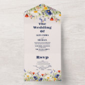 RSVP Wildflower Bruiloft Rustieke Bloemen All In One Uitnodiging (Binnen)