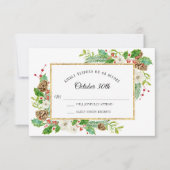 RSVP Winter Kerst Bloemen Waterverf Kaart (Voorkant)