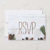 RSVP-Winter Pinecone en Snowflakes bruiloft RSVP Kaartje (Voorkant)