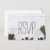 RSVP-Winter Pinecone en Snowflakes bruiloft RSVP Kaartje (Voorkant / Achterkant)