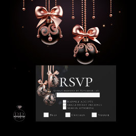 RSVP | Winter roze en Onyx Baubles Kaart