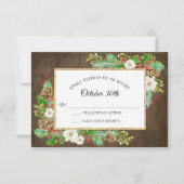 RSVP Winter Rustiek Hout Kerstmis Botanische Bloem Kaart (Voorkant)