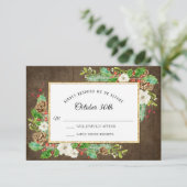 RSVP Winter Rustiek Hout Kerstmis Botanische Bloem Kaart (Staand voorkant)